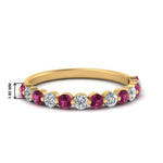Load image into Gallery viewer, shared-single-prong-half-way-wedding-band-with-pink-sapphire-in-yellow-gold-FD9478B(0.50ct)GSADRPI-NL-YG
