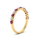 Load image into Gallery viewer, shared-single-prong-half-way-wedding-band-with-pink-sapphire-in-yellow-gold-FD9478B(0.50ct)GSADRPI-NL-YG
