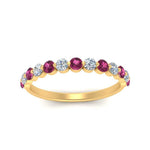 Load image into Gallery viewer, shared-single-prong-half-way-wedding-band-with-pink-sapphire-in-yellow-gold-FD9478B(0.50ct)GSADRPI-NL-YG
