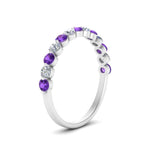 Load image into Gallery viewer, shared-single-prong-half-way-wedding-band-with-purple-topaz-in-white-gold-FD9478B(0.50ct)GVITO-NL-WG
