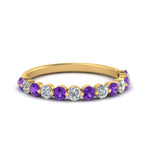Load image into Gallery viewer, shared-single-prong-half-way-wedding-band-with-purple-topaz-in-yellow-gold-FD9478B(0.50ct)GVITO-NL-YG
