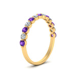 Load image into Gallery viewer, shared-single-prong-half-way-wedding-band-with-purple-topaz-in-yellow-gold-FD9478B(0.50ct)GVITO-NL-YG
