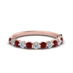 Load image into Gallery viewer, shared-single-prong-half-way-wedding-band-with-ruby-in-rose-gold-FD9478B(0.50ct)GRUDR-NL-RG
