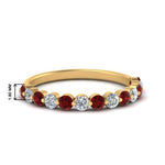Load image into Gallery viewer, shared-single-prong-half-way-wedding-band-with-ruby-in-yellow-gold-FD9478B(0.50ct)GRUDR-NL-YG
