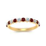 Load image into Gallery viewer, shared-single-prong-half-way-wedding-band-with-ruby-in-yellow-gold-FD9478B(0.50ct)GRUDR-NL-YG
