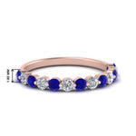 Load image into Gallery viewer, shared-single-prong-half-way-wedding-band-with-sapphire-in-rose-gold-FD9478B(0.50ct)GSABL-NL-RG

