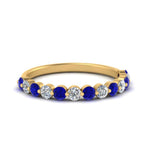 Load image into Gallery viewer, shared-single-prong-half-way-wedding-band-with-sapphire-in-yellow-gold-FD9478B(0.50ct)GSABL-NL-YG
