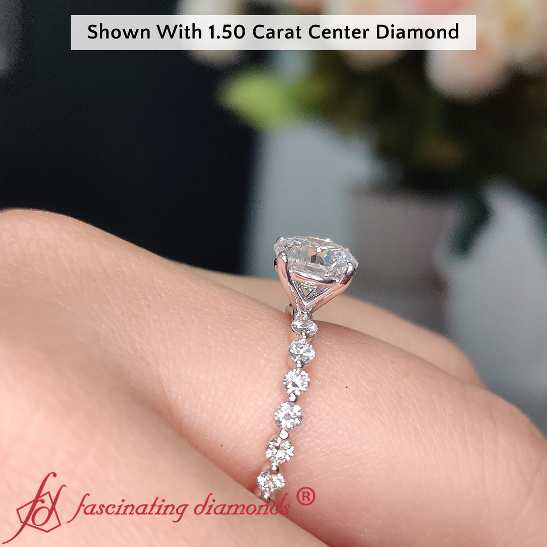 Shared Prong Round Diamond Thin Engagement Ring