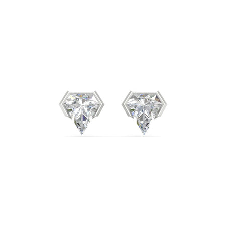 Specialty Geometric Cut Shield Lab Diamond Stud Earrings (F-G | VS1)