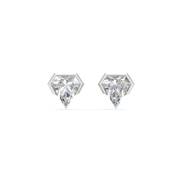 Specialty Geometric Cut Shield Lab Diamond Stud Earrings (F-G | VS1)
