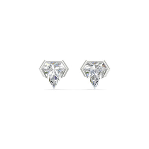 Specialty Geometric Cut Shield Lab Diamond Stud Earrings (F-G | VS1)