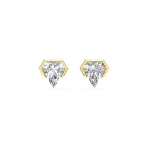 Specialty Geometric Cut Shield Lab Diamond Stud Earrings (F-G | VS1)