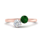 Load image into Gallery viewer, simple-2-stone-emerald-engagement-ring-in-rose-gold-FD10037RORGEMGR-NL-RG
