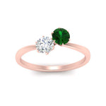 Load image into Gallery viewer, simple-2-stone-emerald-engagement-ring-in-rose-gold-FD10037RORGEMGR-NL-RG
