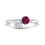 Load image into Gallery viewer, simple-2-stone-pink-sapphire-engagement-ring-in-white-gold-FD10037RORGSADRPI-NL-WG
