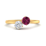 Load image into Gallery viewer, simple-2-stone-pink-sapphire-engagement-ring-in-yellow-gold-FD10037RORGSADRPI-NL-YG
