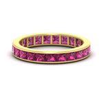 Load image into Gallery viewer, simple-5-carat-princess-cut-pink-sapphire-eternity-ring-in-yellow-gold-FDEWB160PRBGSADRPI-5.00CT-NL-YG.jpg?v=1766128426