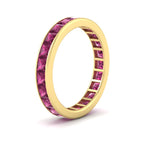 Load image into Gallery viewer, simple-5-carat-princess-cut-pink-sapphire-eternity-ring-in-yellow-gold-FDEWB160PRBGSADRPIANGLE2-5.00CT-NL-YG.jpg?v=1766128426