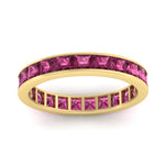 Load image into Gallery viewer, simple-5-carat-princess-cut-pink-sapphire-eternity-ring-in-yellow-gold-FDEWB160PRBGSADRPIANGLE5-5.00CT-NL-YG.jpg?v=1766128426