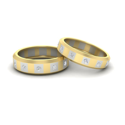 Simple Bezel Set Round Couples Bands