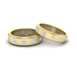 Simple Bezel Set Round Couples Bands