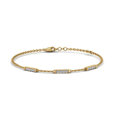 Simple Bar Diamond Chain Bracelet
