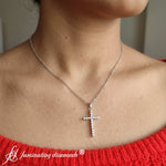 Load image into Gallery viewer, simple-cross-diamond-pendant-for-gift-in-white-gold-FDPD10797-NL-WG_1_-_1