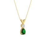 Load image into Gallery viewer, simple-round-and-pear-emerald-sapphire-pendant-in-yellow-gold-fdpd10940gemgerangle3-nl-yg.jpg
