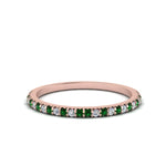 Load image into Gallery viewer, simple-thin-stackable-wedding-diamond-rings-with-emerald-in-rose-gold-FDENS3009BGEMGR-NL-RG.jpg

