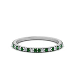 Load image into Gallery viewer, simple-thin-stackable-wedding-diamond-rings-with-emerald-in-white-gold-FDENS3009BGEMGR-NL-WG.jpg

