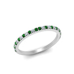 Load image into Gallery viewer, simple-thin-stackable-wedding-diamond-rings-with-emerald-in-white-gold-FDENS3009BGEMGR-NL-WG.jpg
