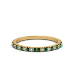 Load image into Gallery viewer, simple-thin-stackable-wedding-diamond-rings-with-emerald-in-yellow-gold-FDENS3009BGEMGR-NL-YG.jpg
