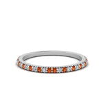 Load image into Gallery viewer, simple-thin-stackable-wedding-diamond-rings-with-orange-sapphire-in-white-gold-FDENS3009BGSAOR-NL-WG.jpg

