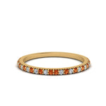 Load image into Gallery viewer, simple-thin-stackable-wedding-diamond-rings-with-orange-sapphire-in-yellow-gold-FDENS3009BGSAOR-NL-YG.jpg
