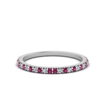 Load image into Gallery viewer, simple-thin-stackable-wedding-diamond-rings-with-pink-sapphire-in-white-gold-FDENS3009BGSADRPI-NL-WG.jpg
