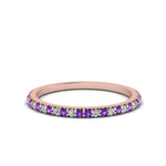 Load image into Gallery viewer, simple-thin-stackable-wedding-diamond-rings-with-purple-topaz-in-rose-gold-FDENS3009BGVITO-NL-RG.jpg
