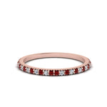 Load image into Gallery viewer, simple-thin-stackable-wedding-diamond-rings-with-ruby-in-rose-gold-FDENS3009BGRUDR-NL-RG.jpg
