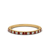 Load image into Gallery viewer, simple-thin-stackable-wedding-diamond-rings-with-ruby-in-yellow-gold-FDENS3009BGRUDR-NL-YG.jpg