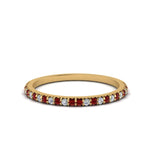 Load image into Gallery viewer, simple-thin-stackable-wedding-diamond-rings-with-ruby-in-yellow-gold-FDENS3009BGRUDR-NL-YG.jpg
