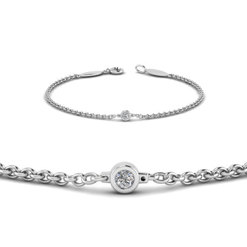 Bezel Set Round Cut Diamond Chain Bracelet