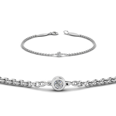 Bezel Set Round Cut Diamond Chain Bracelet