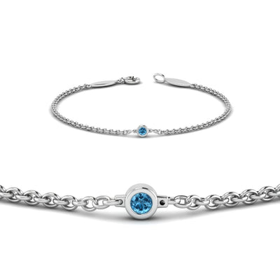 Bezel Set Round Cut Diamond Chain Bracelet