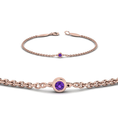 Bezel Set Round Cut Diamond Chain Bracelet