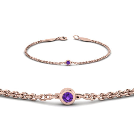Bezel Set Round Cut Diamond Chain Bracelet