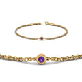 Thumbnail 90 - single-diamond-chain-bracelet-with-violac-topaz-in-14k-yellow-gold-fdbr651576gvitoangle2-nl-yg
