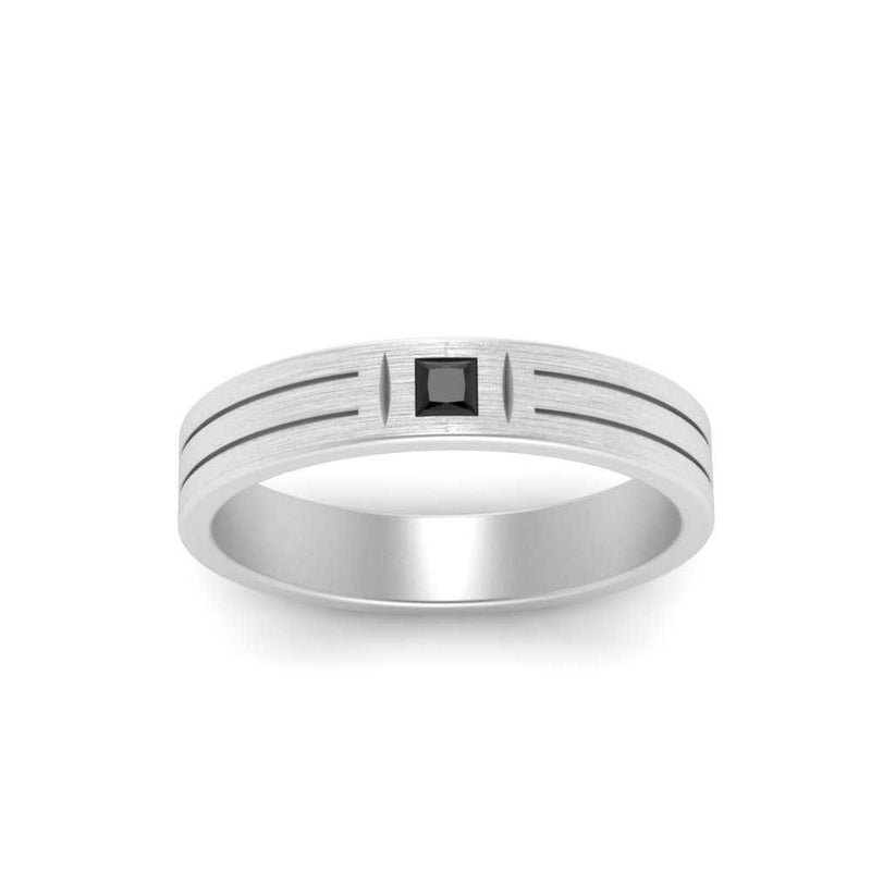 Single Princess Cut Inlay Mens Ring