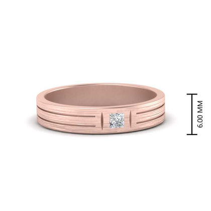Single Princess Cut Inlay Mens Ring