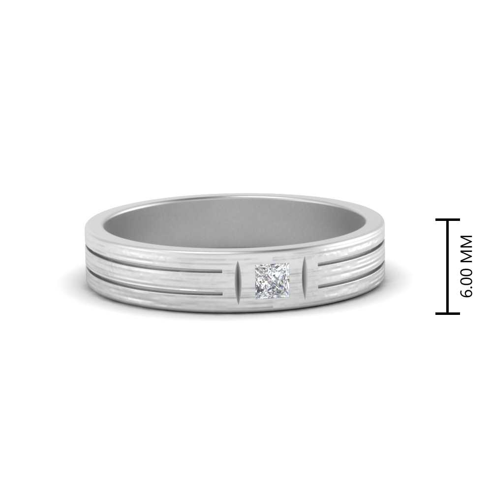 Single Princess Cut Inlay Mens Ring