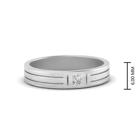 Single Princess Cut Inlay Mens Ring