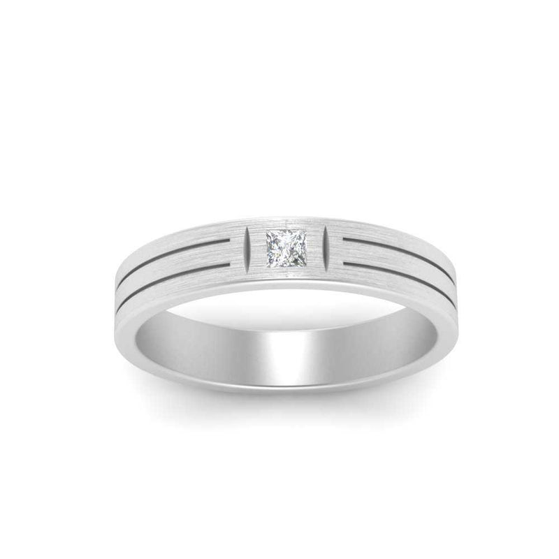 Single Princess Cut Inlay Mens Ring